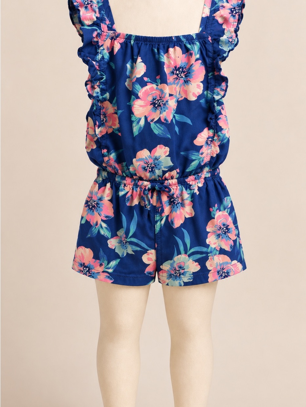 OshKosh B'gosh Navy Floral Romper with Pink & Teal Flowers